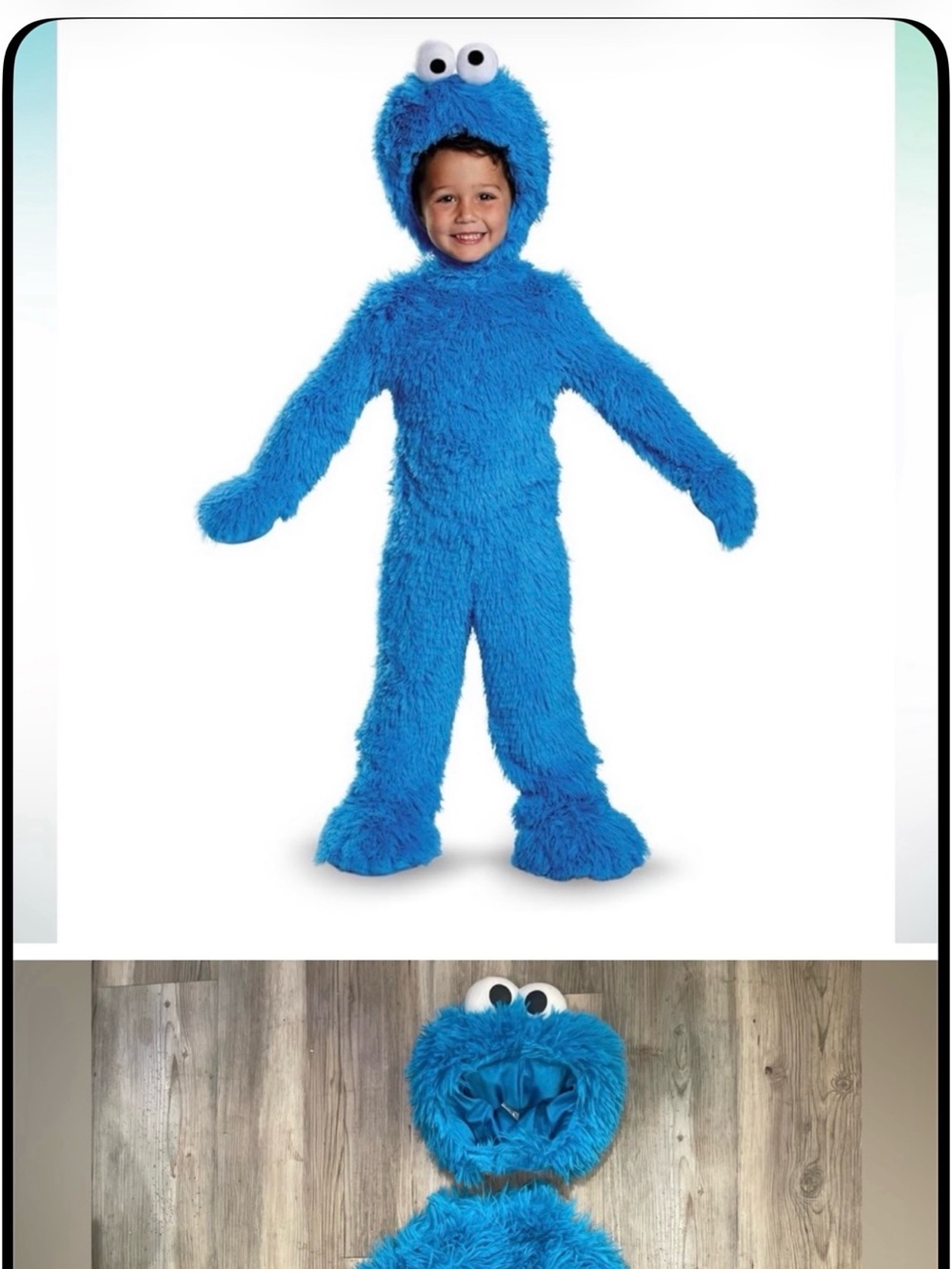 Kids Blue Furry Cookie Monster Costume with Eye Hood